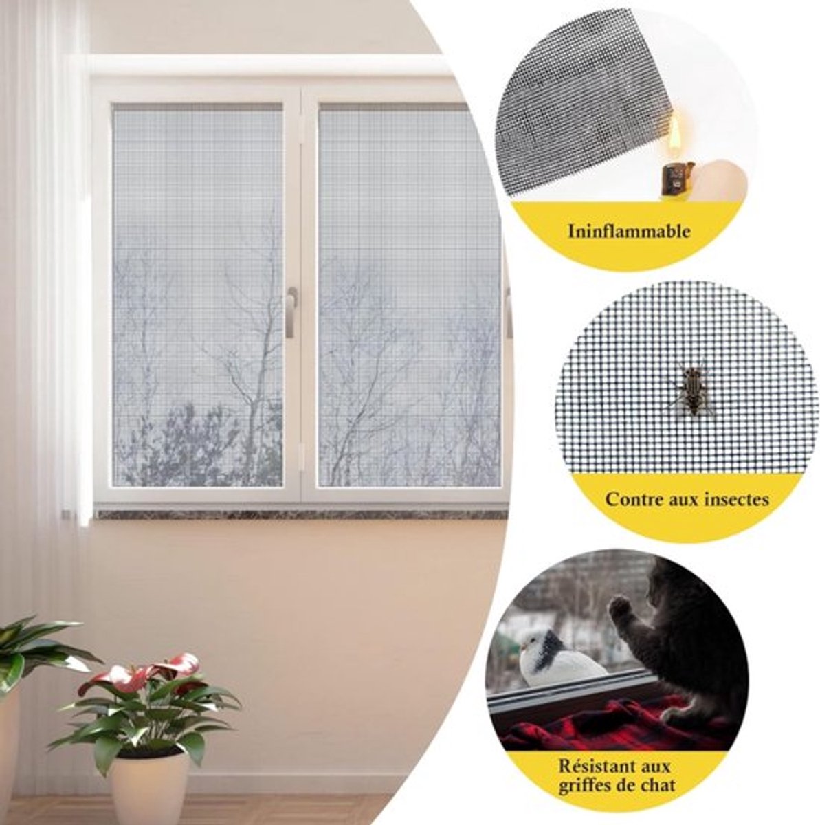 1 piece - Window screen 120 x 250 cm - White - Mesh - Universal Window Screen - Custom-made screen mesh - V1188-NK-BOL-99