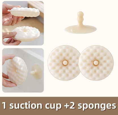 Double-sided dishwashing brush - Sponge brush with suction cup - 1 base + 2 refillable sponges - Scratch-free V1188-NKKM00014