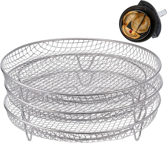 Multi-layer air fryer rack (3 round layers) - Air fryer baking pan - Air fryer grid - 304 stainless steel - V1188-NKKM00026
