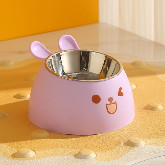 Cat Litter Box - Cat Food Bowl - Non-Slip Design - Pet Food Bowl - Plastic and Stainless Steel Design - V1188-NKKM00045