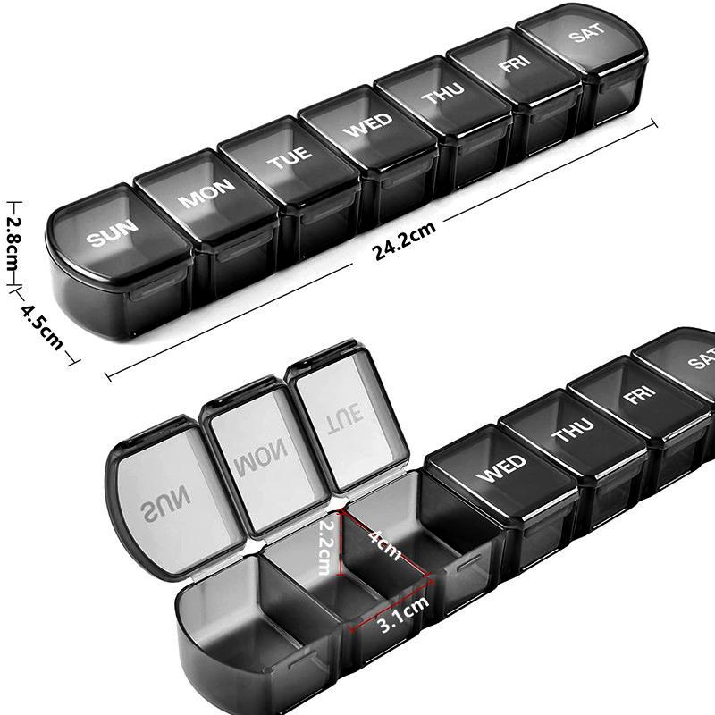 Week Medicine Dispenser with Large Compartments Black V1188-ON123-00226-1