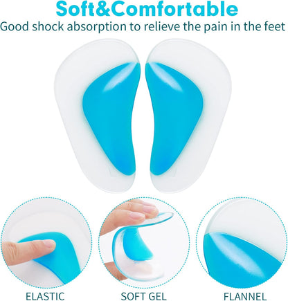 Orthopedic Gel Insoles 3 Pairs for Arch Support Plantar Fasciitis Silicone Shoe Inserts V1188-ON123-02225-1