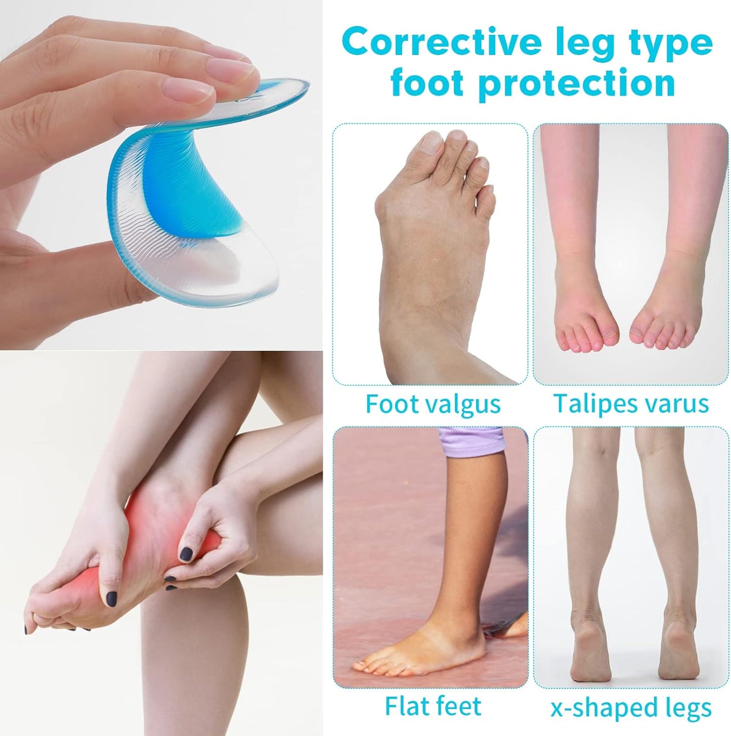 Orthopedic Gel Insoles 3 Pairs for Arch Support Plantar Fasciitis Silicone Shoe Inserts V1188-ON123-02225-1