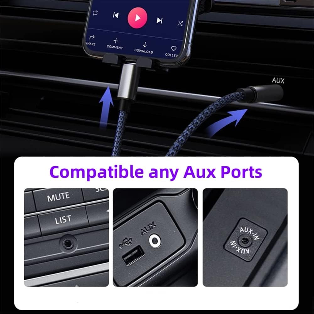 USB C \u0026 Lightning to 3.5mm Aux Audio Adapter Cable Braided Nylon V1188-ONE-20-128-1