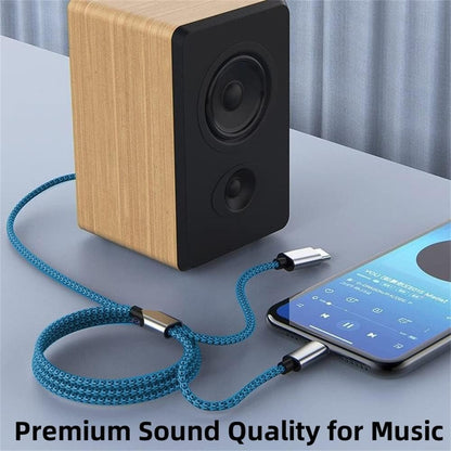 USB C \u0026 Lightning to 3.5mm Aux Audio Adapter Cable Braided Nylon V1188-ONE-20-128-1