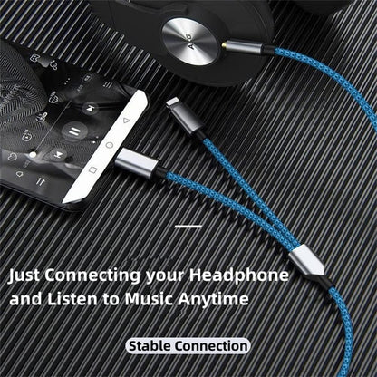 USB C \u0026 Lightning to 3.5mm Aux Audio Adapter Cable Braided Nylon V1188-ONE-20-128-1
