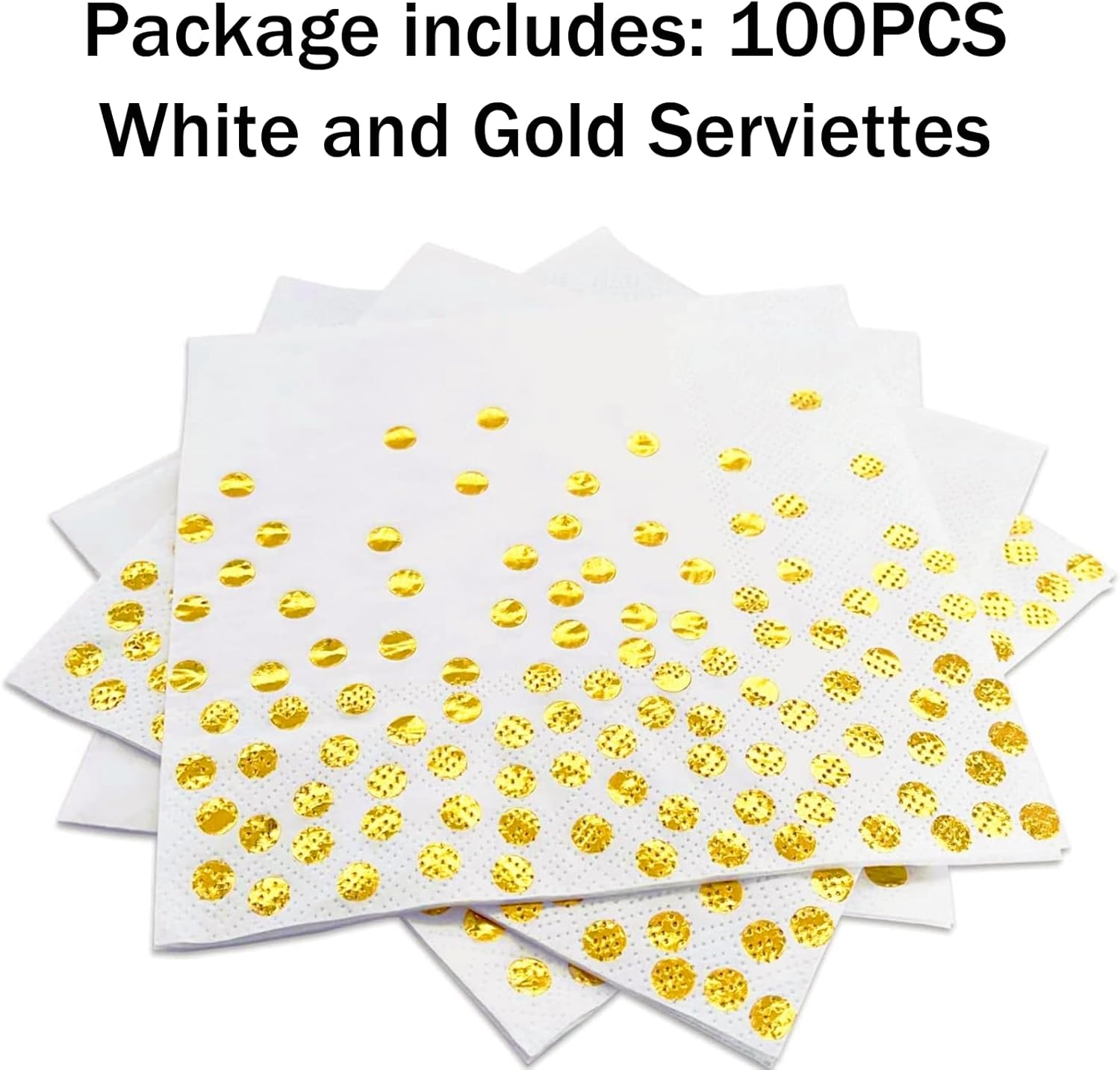Napkins 100-pack, white and gold napkins Gold napkins Napkins V1188-ONE41-00483