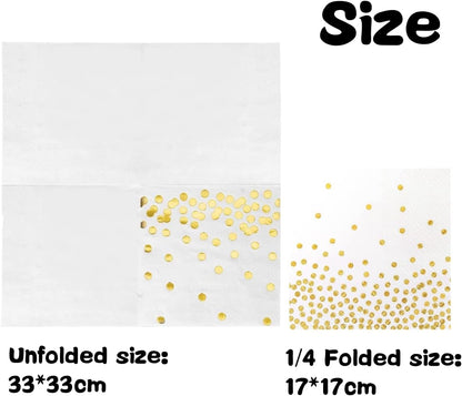 Napkins 100-pack, white and gold napkins Gold napkins Napkins V1188-ONE41-00483