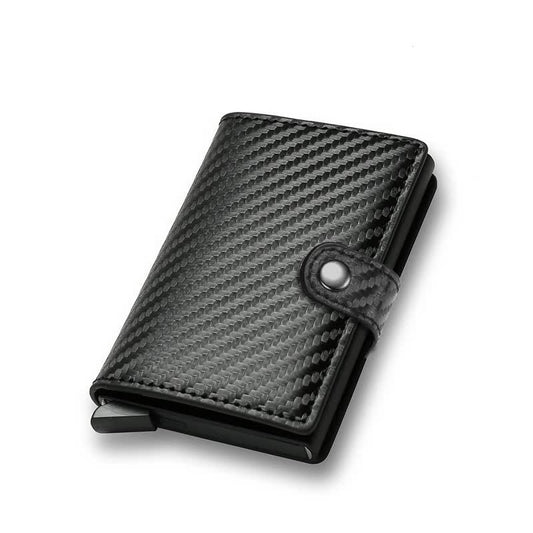 Carbon Fiber RFID Wallet for Men Metal Thin Slim Pop Up Minimalist Small Black Credit Card Holder Compatible V1188-ONE60-01026-4