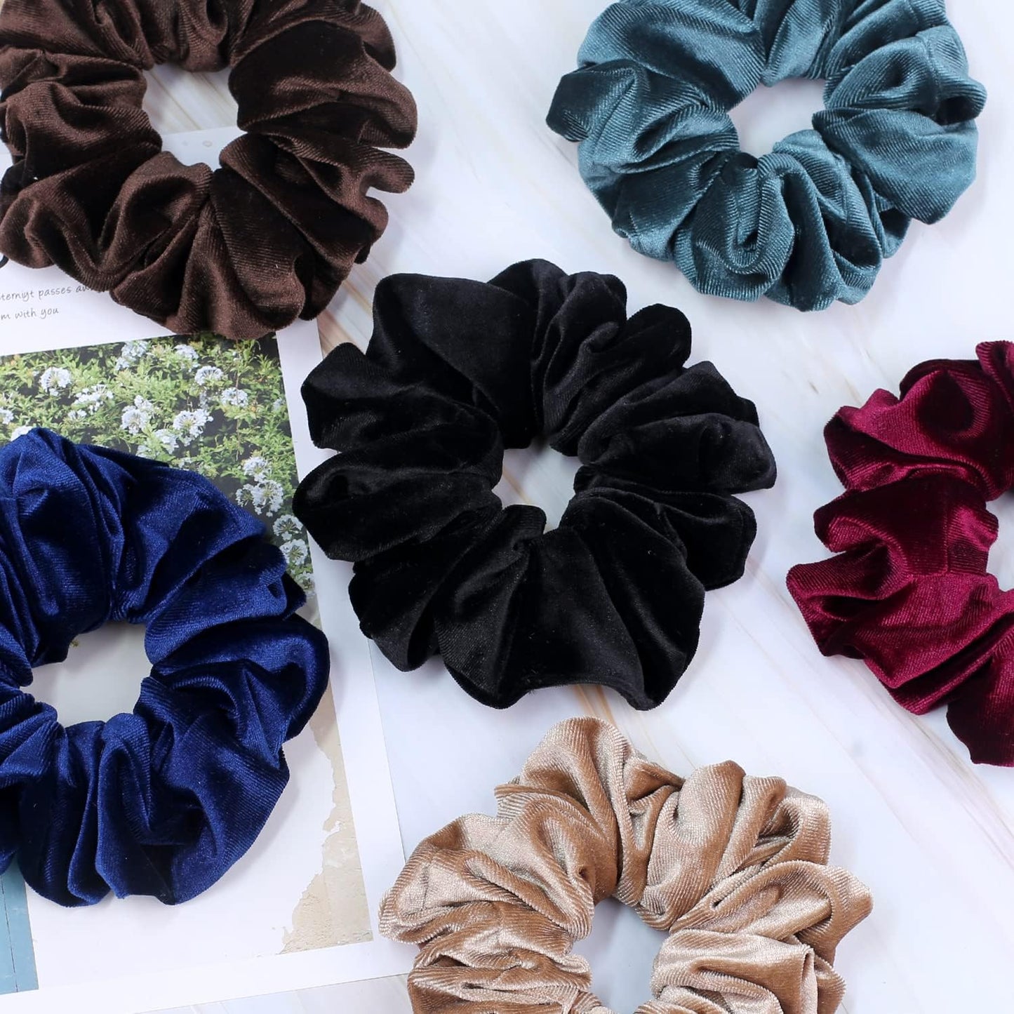 Velvet Scrunchie for Thick Hair Extra Large Soft Ponytail Holder 6 Pack V1188-ONE60-01536-1