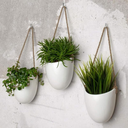 3-Pack White Ceramic Wall Pots V1188-ONE60-02195-1