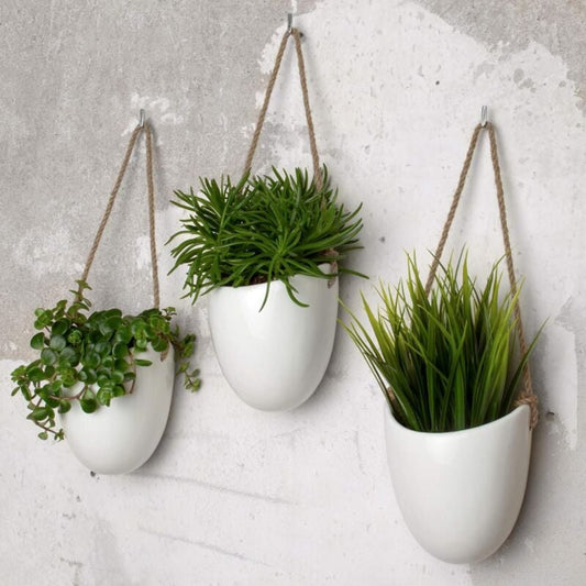 3-Pack White Ceramic Wall Pots V1188-ONE60-02195-1