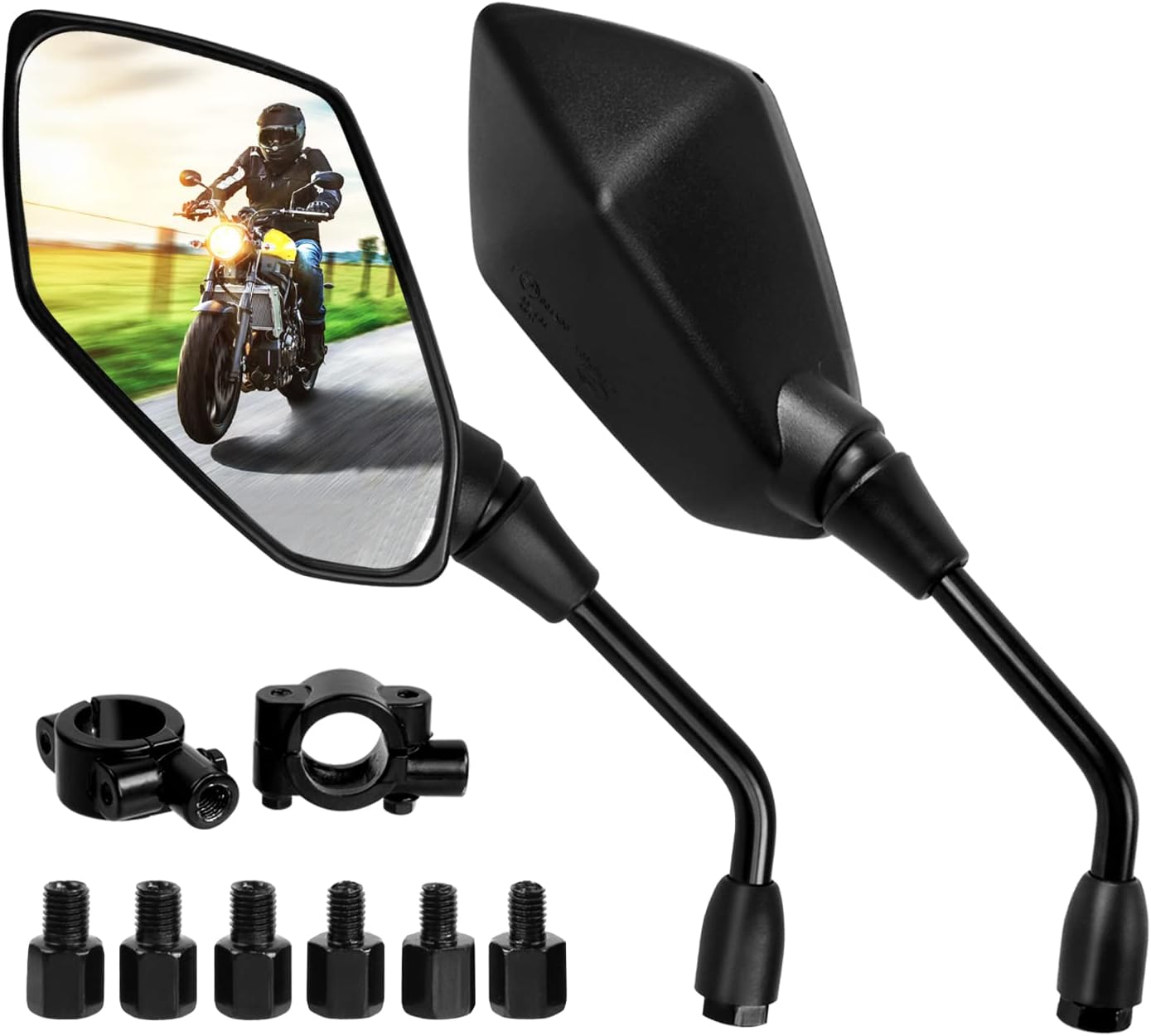 Motorcycle Rearview Mirrors Universal Pair Compatible with Motorcycles V1188-ONE60-03832-1
