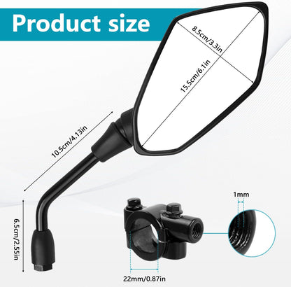 Motorcycle Rearview Mirrors Universal Pair Compatible with Motorcycles V1188-ONE60-03832-1
