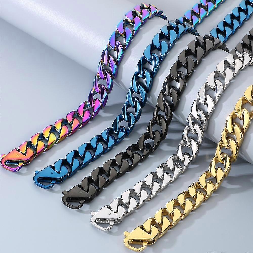 Cuban Link Chain Necklace for Men 50cm 316L Stainless Steel 15mm Width Multicolor V1188-ONE60-06536-1