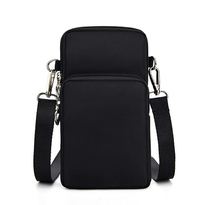 Mobile Phone Bag with Shoulder Strap in Durable Nylon Polyester Black V1188-ONE60-06565-1