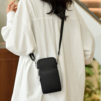 Mobile Phone Bag with Shoulder Strap in Durable Nylon Polyester Black V1188-ONE60-06565-1
