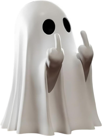 Funny Cheeky Halloween Ghost with Middle Finger Resin Statue Ornament Scary Sculpture V1188-ONE60-06806-1