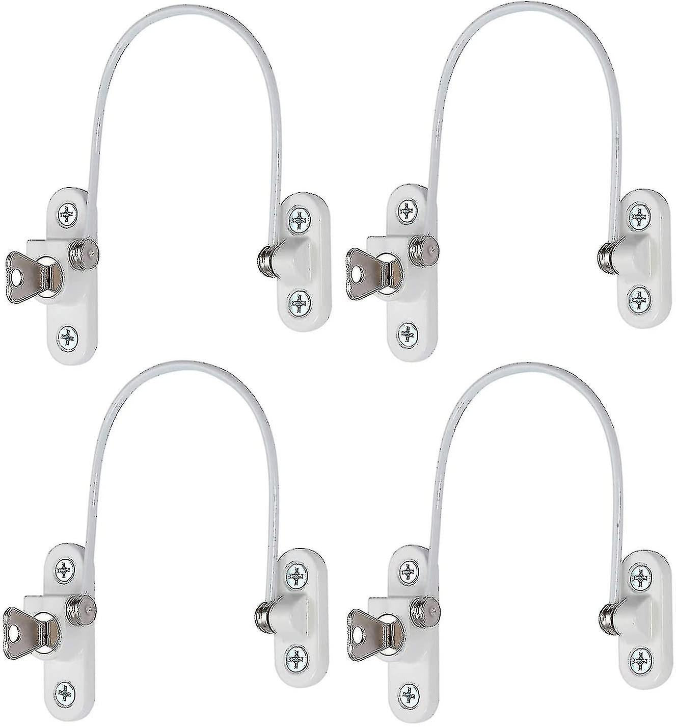 4 pcs Window Limiter, Window Stopper, Childproof Window Lock, Window Lock, Door Lock - White V1188-ONE60-07875-2