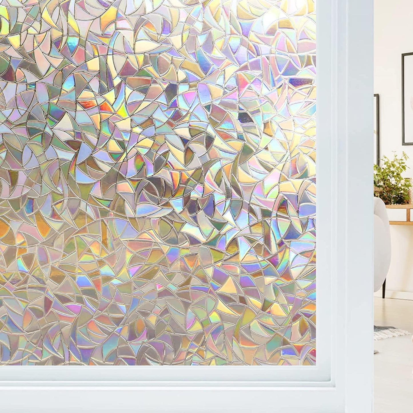 Electrostatic Window Film Anti Glare Anti UV 45x200cm Rainbow 3D Decorative V1188-ONE60-09511-1