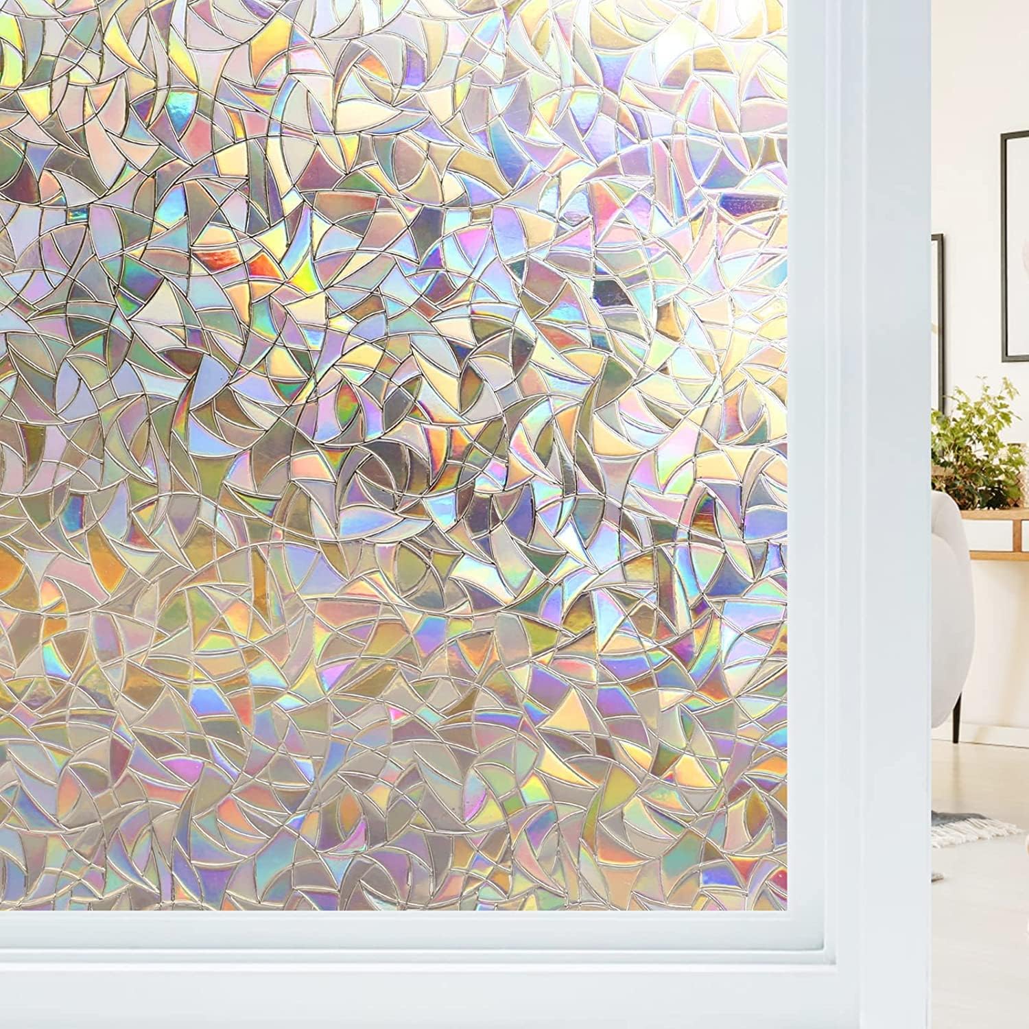Electrostatic Window Film Anti Glare Anti UV 45x200cm Rainbow 3D Decorative V1188-ONE60-09511-1