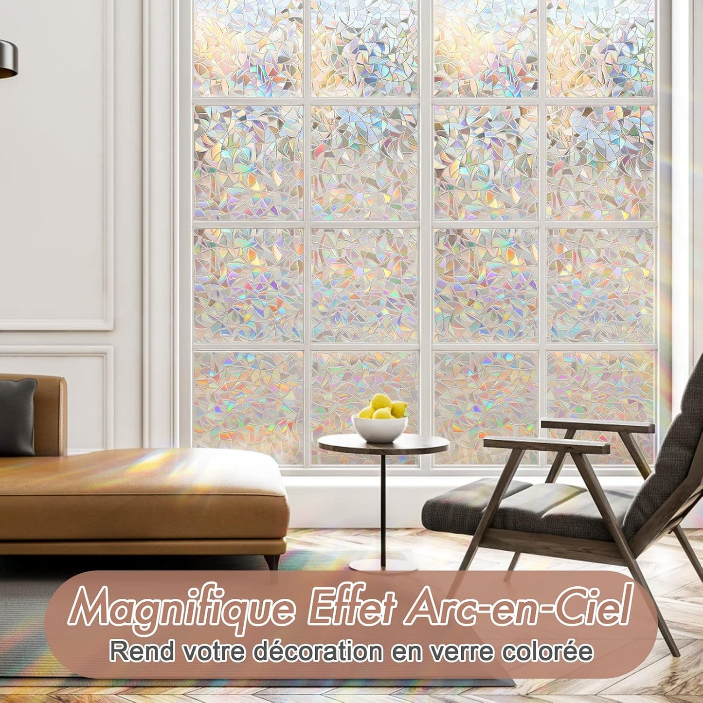 Electrostatic Window Film Anti Glare Anti UV 45x200cm Rainbow 3D Decorative V1188-ONE60-09511-1