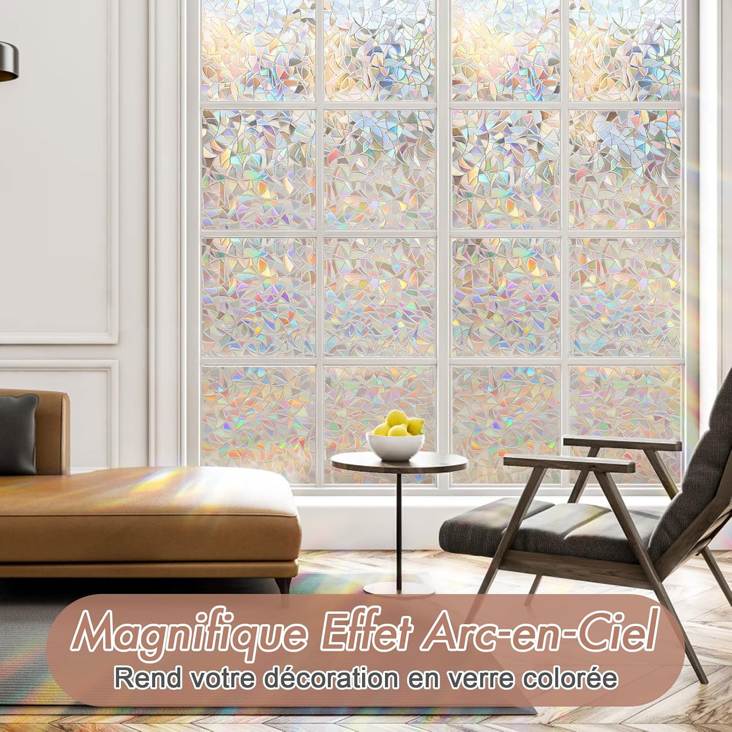 Electrostatic Window Film Anti Glare Anti UV 45x200cm Rainbow 3D Decorative V1188-ONE60-09511-1