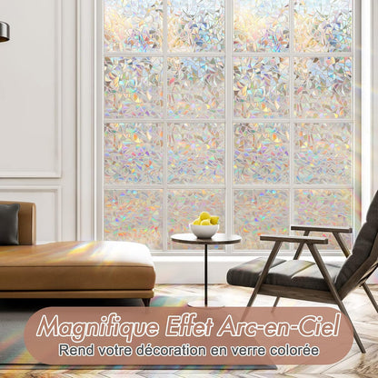Electrostatic Window Film Anti Glare Anti UV 45x200cm Rainbow 3D Decorative V1188-ONE60-09511-1