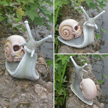 Skeleton Snail Skull Sculpture Gothic Garden Home Decor, 1-Pack V1188-ONE60-13044-1