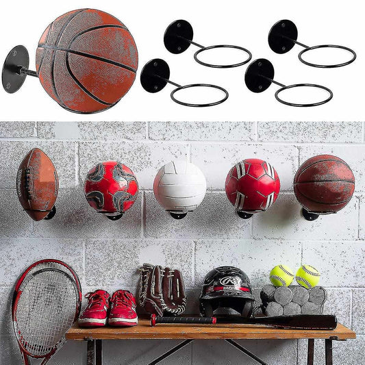 3pcs Wall Mounted Ball Rack Iron Basketball Storage Display Holder Football Rugby Hanging Rack Space Saving - V1188-ONE60-14212-1