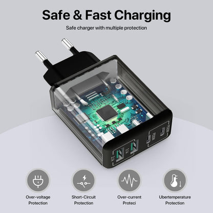 USB C Charger, 40W Fast Charger with Multiple Outlets, Compatible withSamsung and Xiaomi, USB Charging Plug V1188-ONE60-15001-1