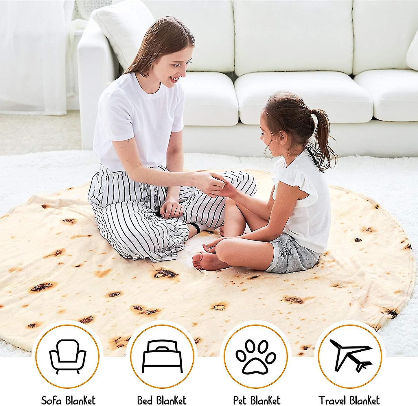 Burrito Blanket, Double Sided, Giant Flour Tortilla Blanket V1188-ONE60-15501-1