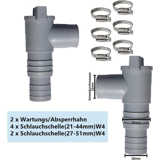 Pool Shutoff Valve 32mm Hose Connection 2-Pack Double Split Pool Maintenance Valve V1188-ONE60-17047-1