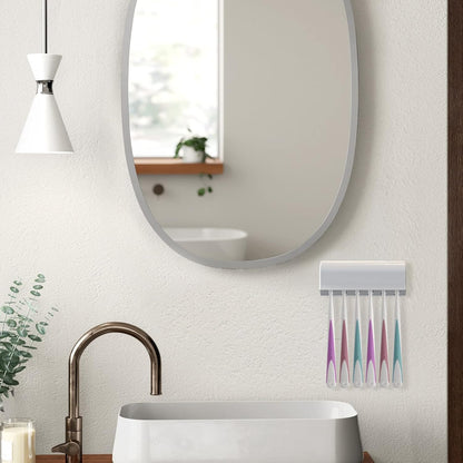 Wall-mounted toothbrush holder with 6 compartments and self-adhesive V1188-ONE60-17680-1
