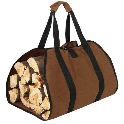Canvas Firewood Basket Bag Water-Resistant Foldable for Wood-Burning Stoves Camping Accessories V1188-ONE60-25727-1