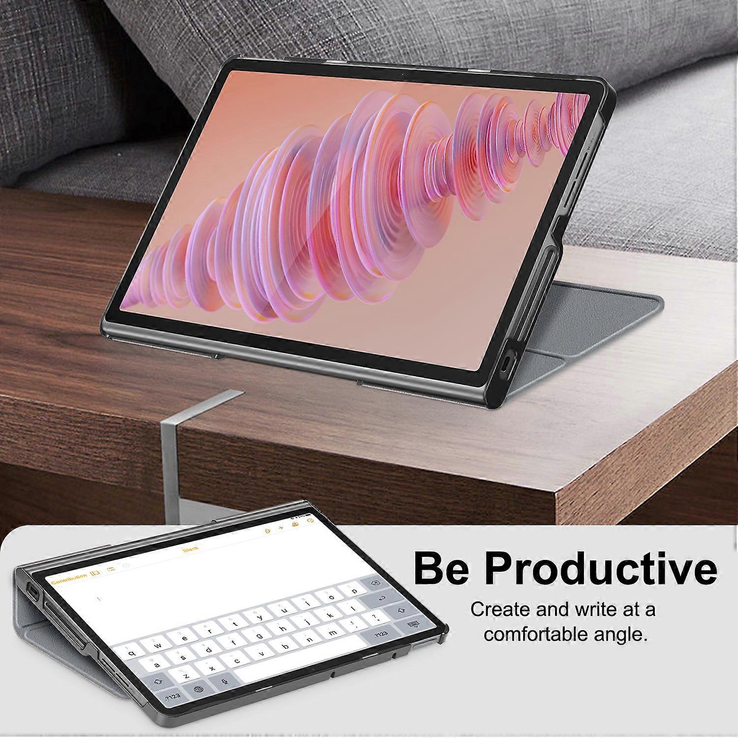 Heat Dissipation Protective Stand for Lenovo Tab Plus 11.5 inch TB351FU Tablet in Leather Grey V1188-ONE60-26759-1