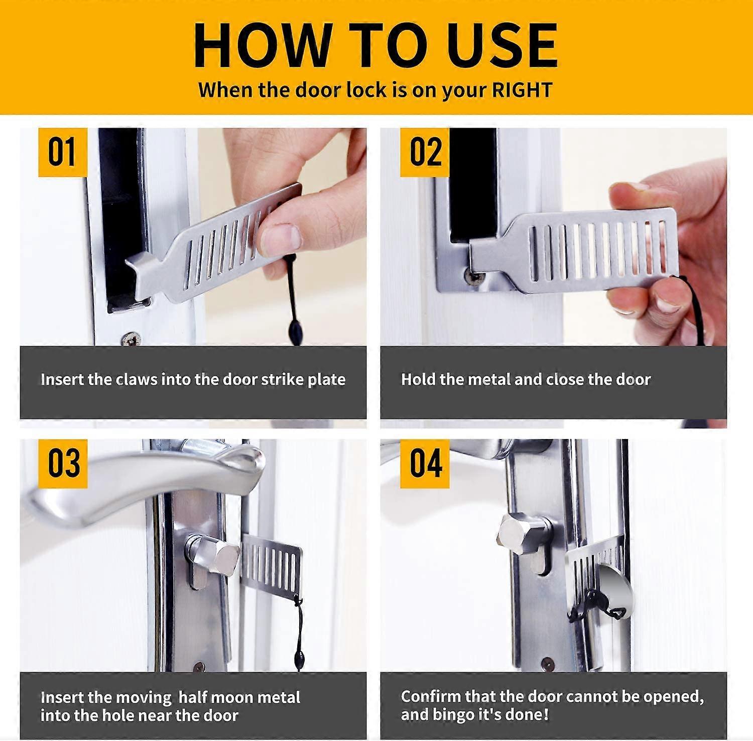 Portable Door Lock for Travel Security Device Compatible with Hotel Apartment Door Stopper V1188-ONE60-35383-1