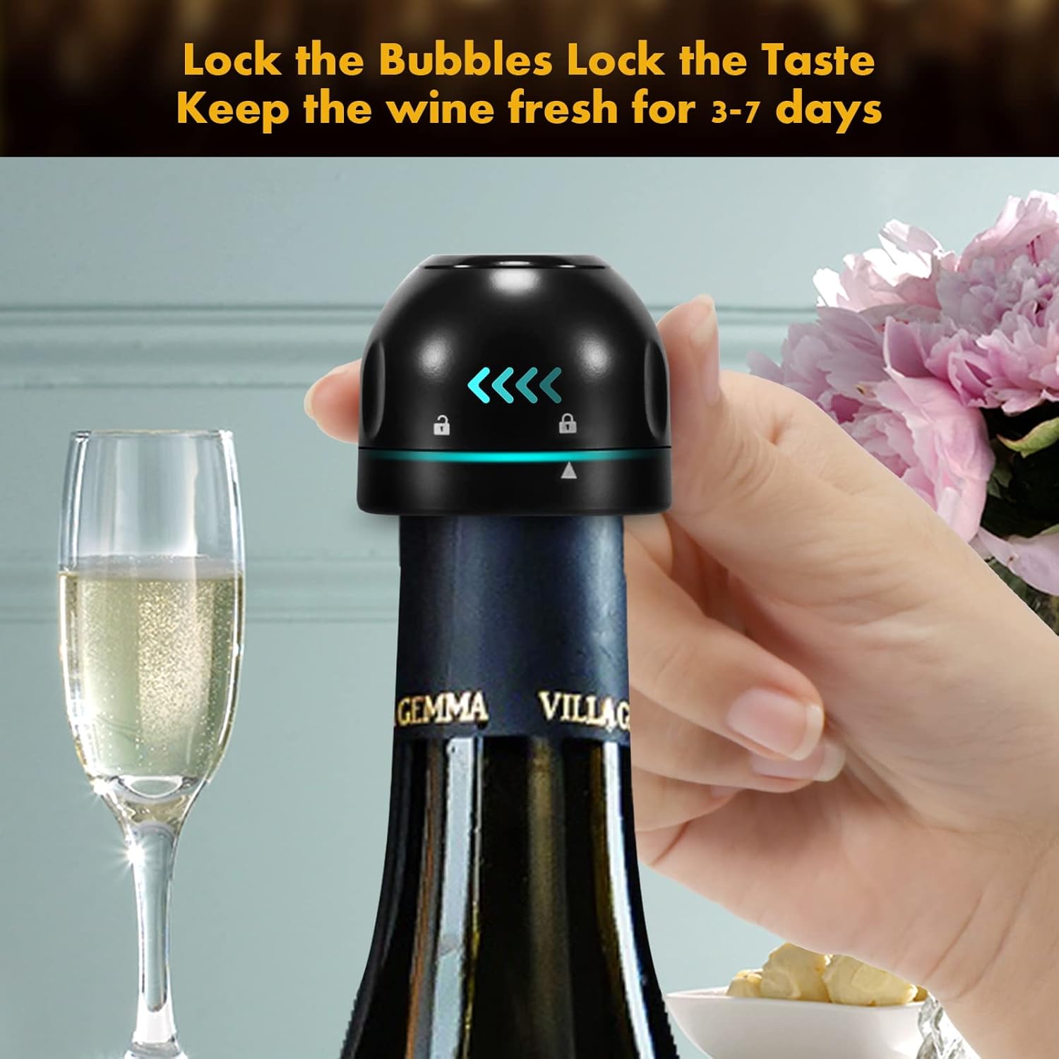 Reusable Silicone Wine Stopper 4-Pack Universal Leak-Proof Sealed Champagne Bottle V1188-ONE60-36884-1