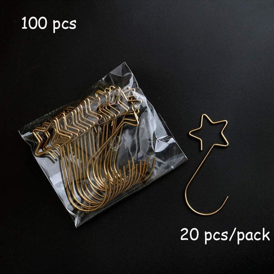 Gold Star Christmas Tree Baubles Hooks, 100 Pack for Decoration V1188-ONEFD72-01525-1