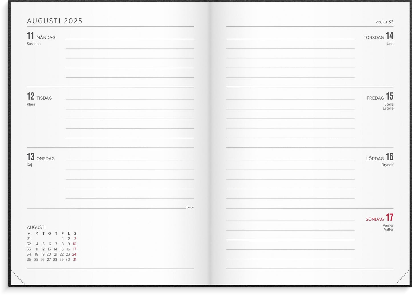 Calendar 2025 Senator A5 Vega black V1188-ONEFD72-07768-1