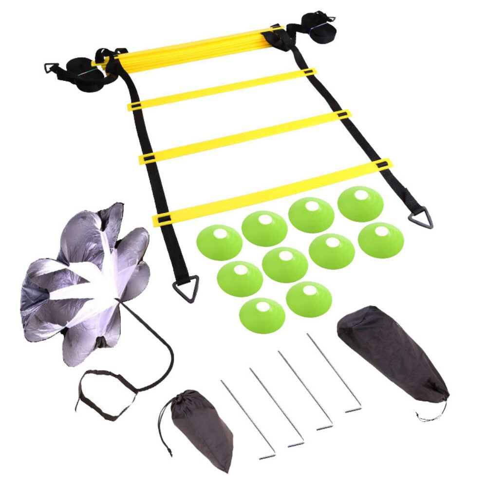 Football Speed and Agility Training Equipment 18-Piece Set with Ladders, Cones, Parachute V1188-ONEFD72-07885-1