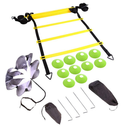 Football Speed and Agility Training Equipment 18-Piece Set with Ladders, Cones, Parachute V1188-ONEFD72-07885-1