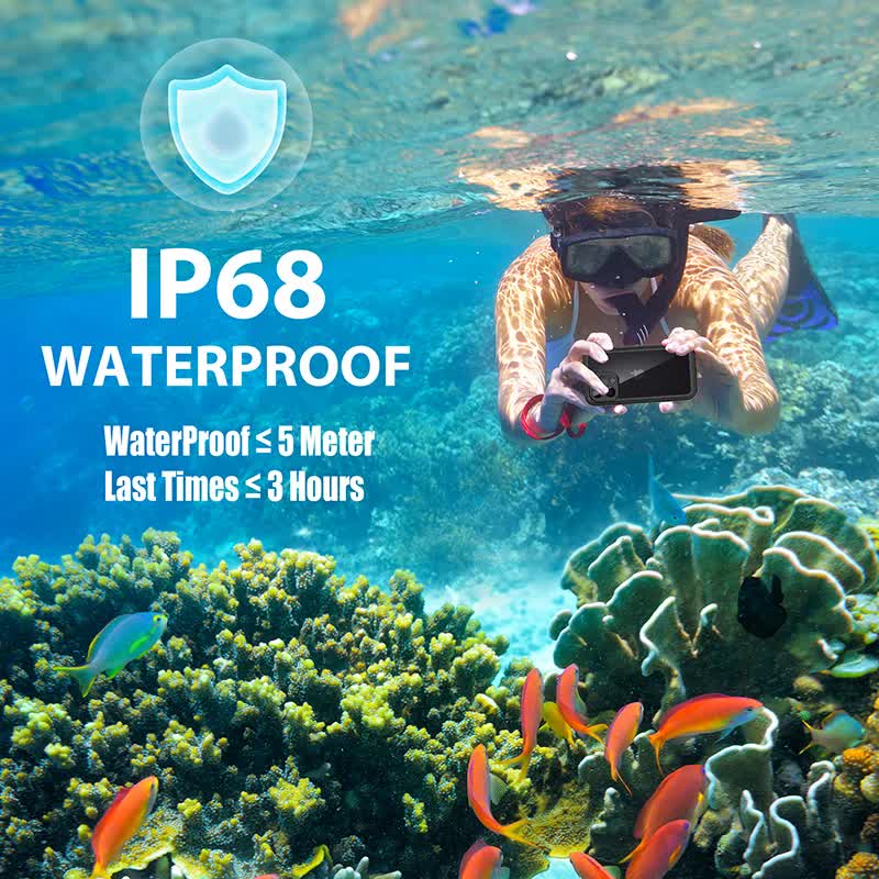 Waterproof Case for iPhone 15 14 13 12 11 Pro Max XS Max XR 7 8 IP68 Diving Swimming Transparent Black V1188-ONEFD72-08234-135