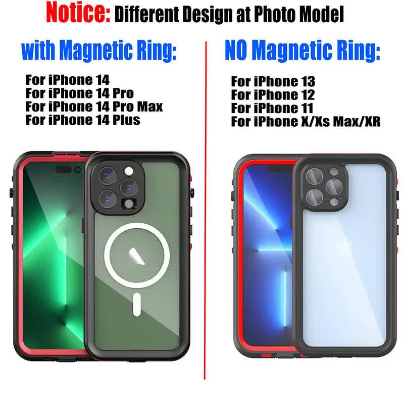 Waterproof Case for iPhone 15 14 13 12 11 Pro Max XS Max XR 7 8 IP68 Diving Swimming Transparent Black V1188-ONEFD72-08234-135