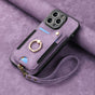 iPhone 11 Compatible Leather Case with RFID Blocking Multi-Functional Card Holder Lanyard Anti-Theft Ring V1188-ONEFD72-08243-39