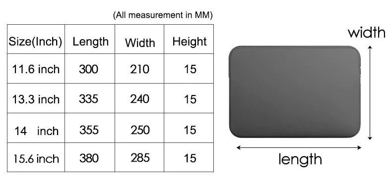 Computer Case / Laptop Case - Select Size Black Black 15 inch - Black V1188-ONEFD72-08409-5