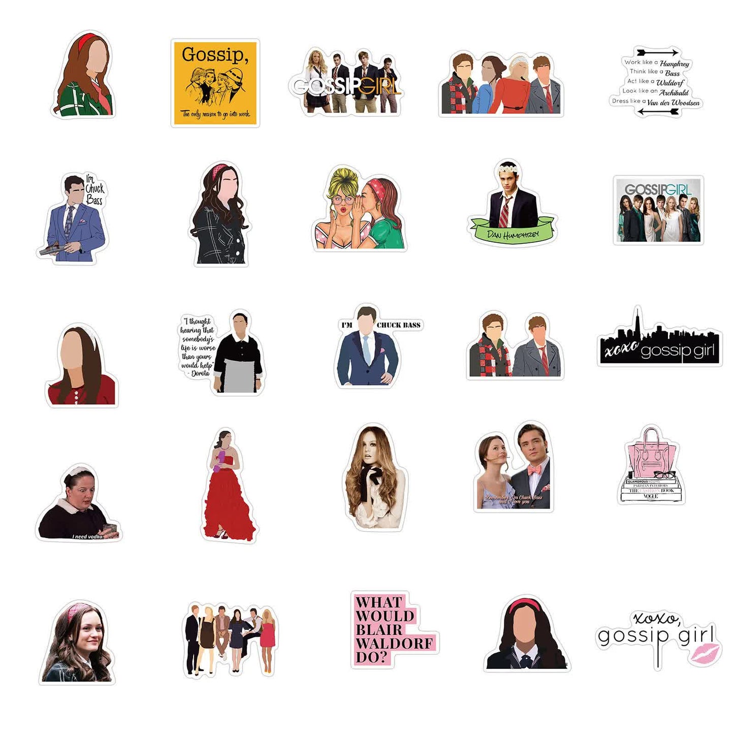 50pcs Gossip Girl Blair Serena Chuck Dan TV Quotes Scrapbook Graffiti Stickers V1188-ONEFD72-09733-1