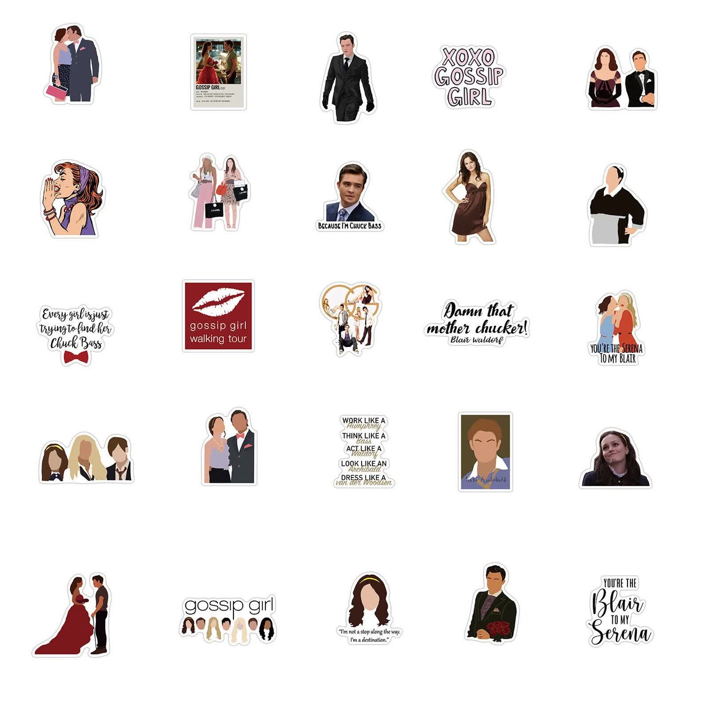 50pcs Gossip Girl Blair Serena Chuck Dan TV Quotes Scrapbook Graffiti Stickers V1188-ONEFD72-09733-1