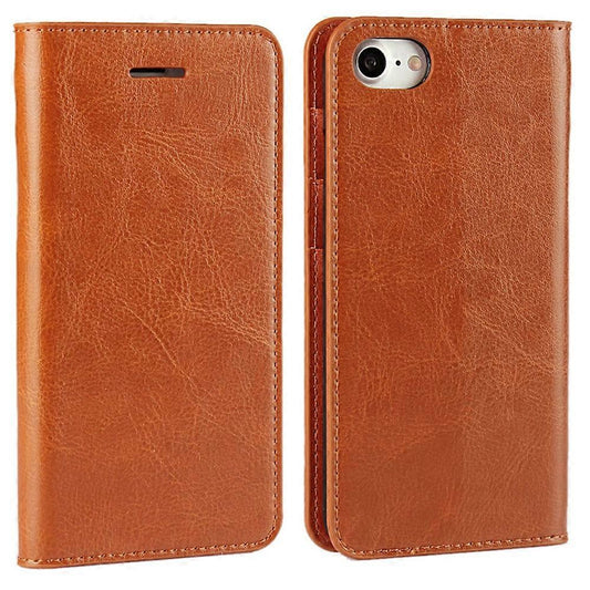 iPhone 4.7 inch Leather Flip Phone Case Compatible with iPhone SE (2020) SE (2022) 8 7 Brown V1188-PA0916-2512-1