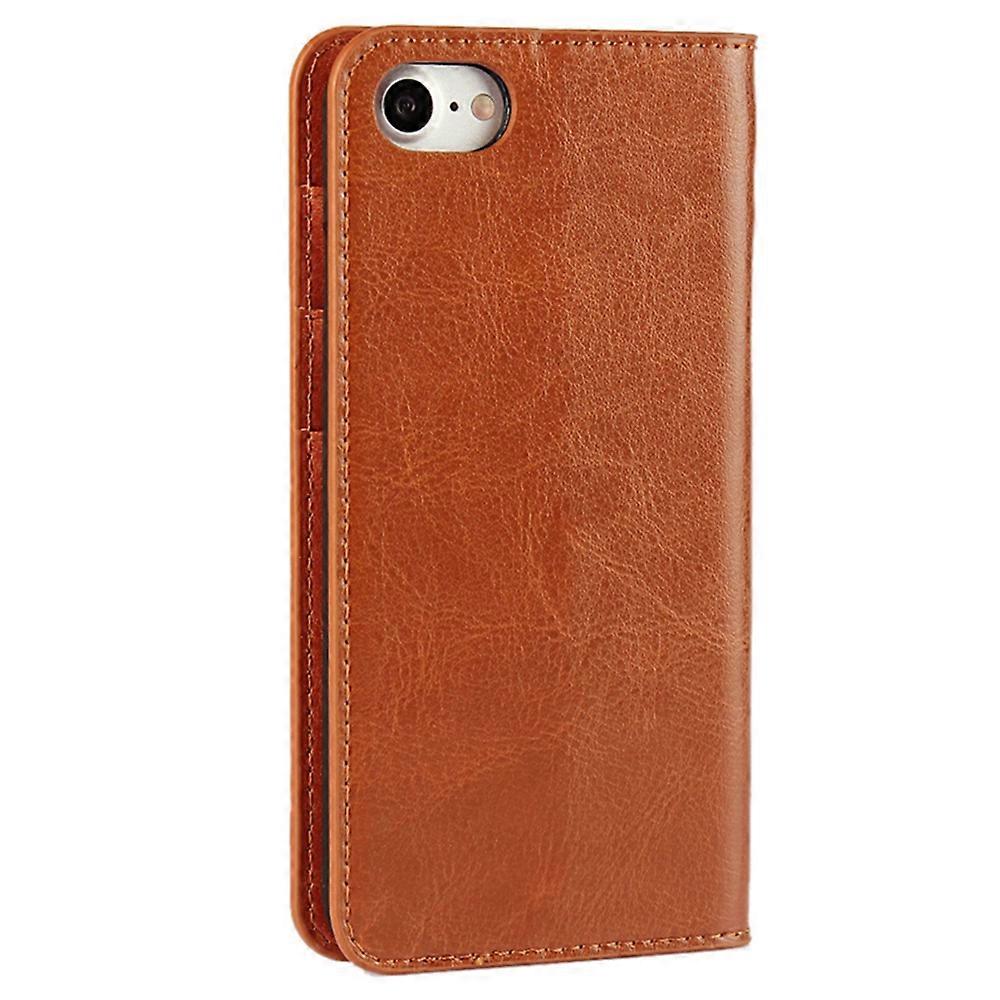 iPhone 4.7 inch Leather Flip Phone Case Compatible with iPhone SE (2020) SE (2022) 8 7 Brown V1188-PA0916-2512-1